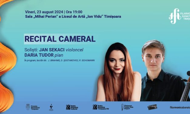 Daria Tudor și Jan Sekaci, într-un recital la Sala „Mihai Perian” a Liceului de Artă „Ion Vidu” din Timișoara