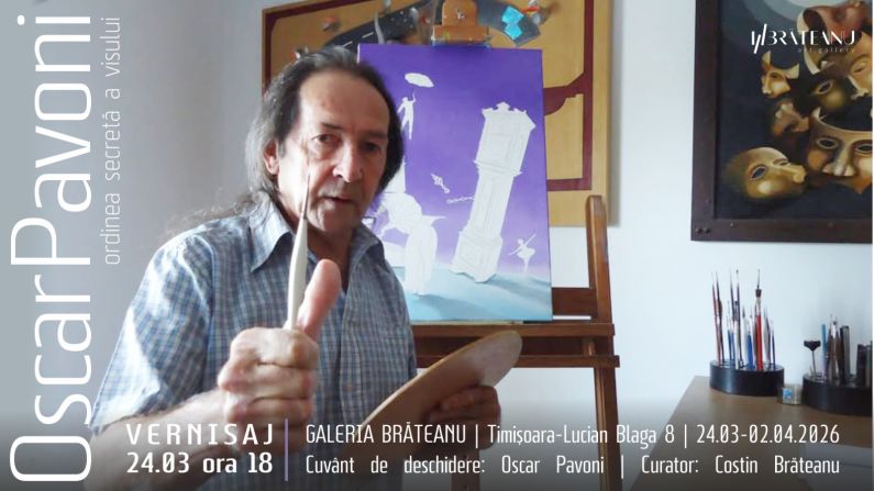 Iubitorii artelor frumoase sunt la vernisajul expoziției de pictură a artistului italian Oscar Pavoni